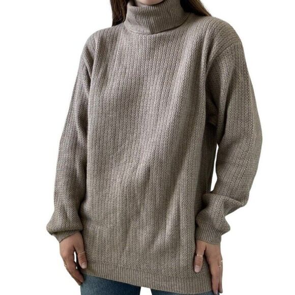 NWT Loro Piana Mens 100% Cashmere Tan Ribbed Turtleneck Luxury Sweater Sz L - Picture 5 of 11